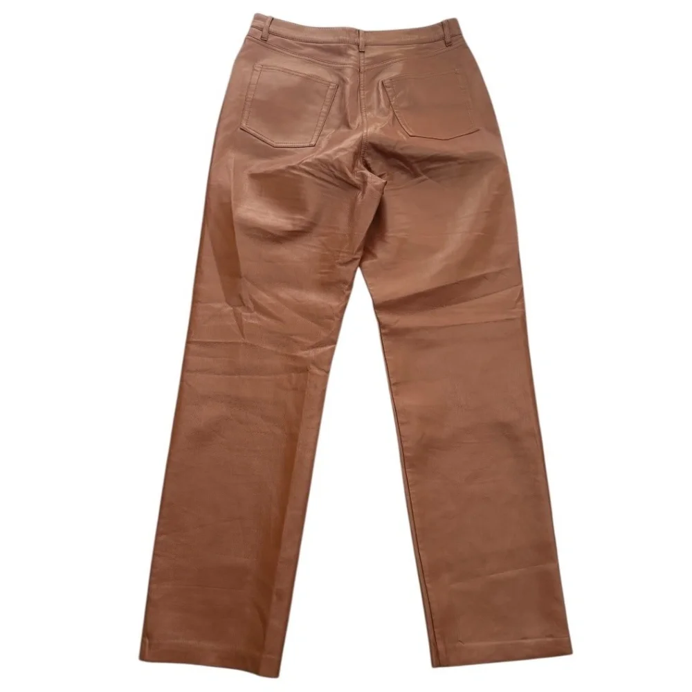 Aritzia Wilfred Melina Vegan Faux Leather Straight Leg High Rise Pants Brown